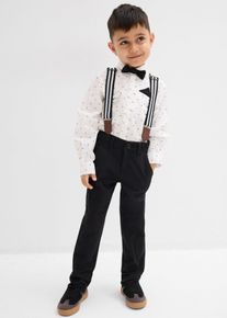 Langermet skjorte stretchbukse bukseseler og tversoversløyfe (4 deler), hvit, størrelse 98, bonprix