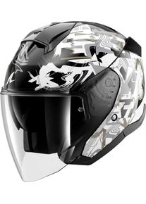 SHARK Skwal Jet Pranz, open face helmet , color: Black/White/Gold , size: XXL