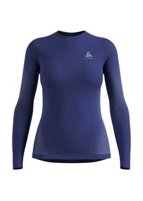 Odlo Women's BL Top Crew Neck L/S Performance Warm Eco Synthetic base layer Women (XL, blue)