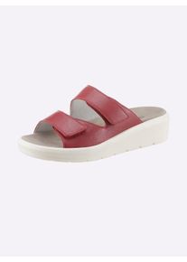 Dames Slipper met verwisselbaar voetbed met klittenband in kers ,maat 36, Witt, 100% Glad leer