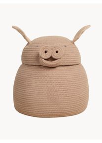 Lorena Canals Förvaringskorg Peggy the Pig med Lock, handgjord Ros Bomull Ø 32 x H 30 cm