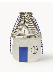 Oyoy Living Design Kids Storage Basket Koya Beige, Blue Cotton Ø 34 x H 52 cm