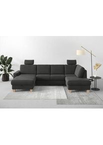 Home Affaire Wohnlandschaft »Summer U-Form« mit oder ohne Bettfunktion und Bettkasten in grau, Größe B/H/T: 314 cm x 91 cm x 170 cm
