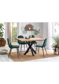 Home Affaire Esstisch »Tristan« mit modernem Spider Gestell und Baumkante in schwarz, Größe B/H/T: 125 cm x 77 cm x 85 cm