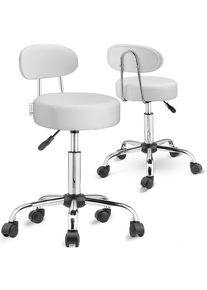 Casaria Taburete Roll set de 2 blanco giratorio 360° con respaldo