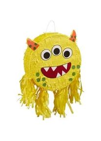 Relaxdays Pinata , Gelb , Wellpappe, Papier , 34x34x10 cm , Dekoration