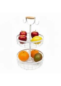 Relaxdays Obstkorb-Etagere , Metall, Holz , 52 cm , Geschirr, Schalen & Schüsseln, Obstschalen