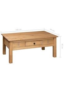 vidaXL Mesa de centro madera maciza de pino estilo Panamá 100x60x45 cm