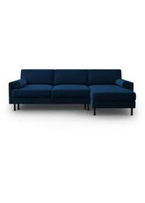 Micadoni Ausklappbares-Ecksofa rechts mit Container Scott aus Samt königsblau 5 Sitzplätze , Blau , Textil , L-Form , 212x142 cm , Hergestellt in Europa, Oeko-Tex® , Wohnzimmer, Sofas & Couches, Wohnlandschaften, Ecksofas