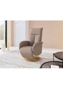 Sit & More Sit & More Relaxsessel , Cappuccino , Textil , Eiche , furniert, Sperrholz , 75x112x82 cm , Goldenes M, Oeko-Tex® Standard 100, Made in Europe, DGM-Klimapakt , Relaxfunktion, Liegefunktion, Sitzfläche 360° drehbar, gepolsterte Armlehnen , Wohnzimmer, Sessel, Relaxsessel
