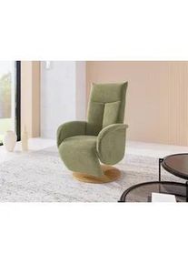 Sit & More Sit & More Relaxsessel , Hellgrün , Textil , Eiche , furniert, Sperrholz , 75x112x82 cm , Goldenes M, Oeko-Tex® Standard 100, Made in Europe, DGM-Klimapakt , Relaxfunktion, Liegefunktion, Sitzfläche 360° drehbar, gepolsterte Armlehnen , Wohnzimmer, Sessel, Relaxsessel
