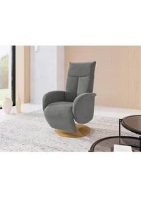 Sit & More Sit & More Relaxsessel , Grau , Textil , Eiche , furniert, Sperrholz , 75x112x82 cm , Goldenes M, Oeko-Tex® Standard 100, Made in Europe, DGM-Klimapakt , Relaxfunktion, Liegefunktion, Sitzfläche 360° drehbar, gepolsterte Armlehnen , Wohnzimmer, Sessel, Relaxsessel