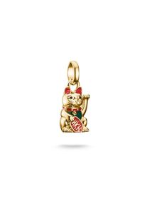 Thomas Sabo , Mädchen,Damen , Charm-Einhänger »Charm Maneki-neko / Winkekatze vergoldet - Connect« , gelbgoldfarben-rot-grün , Charm Maneki-neko /...