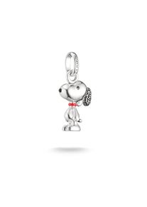 Thomas Sabo , Damen,Jugendliche , Charm-Einhänger »x Peanuts Snoopy Pavé Charm - Connect« mit Zirkonia (synth.) , silberfarben-schwarz-rot +...