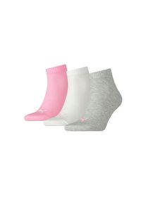 Puma , Kurzsocken »QUARTER PLAIN 3P« 3 Paar tlg. Atmungsaktiv, Rippenbündchen, weiche Baumwollmischung , 1x hellgrau-meliert, 1x weiß, 1x rosa ,...