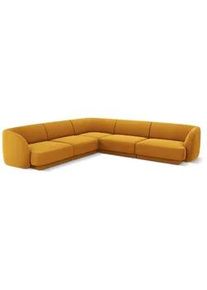 Micadoni Wendbares-Ecksofa Miley aus Samt gelb 5 Sitzplätze , Textil , L-Form , 255x255 cm , Hergestellt in Europa, Oeko-Tex® , Wohnzimmer, Sofas & Couches, Wohnlandschaften, Ecksofas