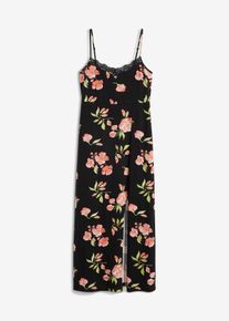 bonprix Femei Cămaşă de noapte cu dantelă și bretele subțiri, negru, 56/58