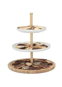 Relaxdays Etagere , Holz, Keramik , 36 cm , Geschirr, Tischkultur & Serviergeschirr, Etageren