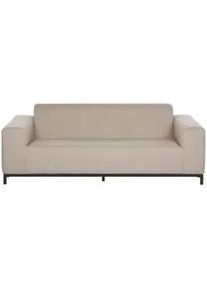Beliani Gartensofa 3-Sitzer beige/schwarzes Gestell Rovigo , Textil , 186x68x84 cm , Gartenmöbel, Loungemöbel, Gartensofas & Loungesofas