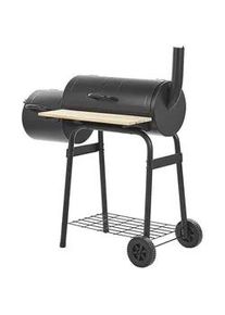 Beliani Holzkohlegrill mit Räucherkammer schwarz rollbar Satah , Schwarz , Metall , 110x115x51 cm , Grills, Holzkohlegriller