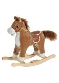 HOMCOM Kinder Schaukeltier, Braun/Rosa, Plüsch+ Holz , 32.5x61x65 cm , Spielzeug, Sonstiges Spielzeug