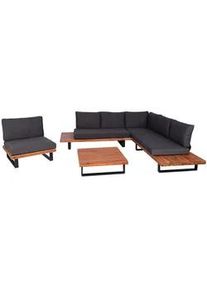 MCW Garten-Garnitur Schwarz, Dunkelbraun, Grau , Holz , Gartenmöbel, Gartengarnituren, Gartenmöbel-Sets