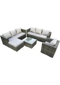 Fimous Gartenmöbelset Polyrattan 8-Sitzer , Dunkelgrau , Metall , Gartenmöbel, Gartengarnituren, Gartenmöbel-Sets
