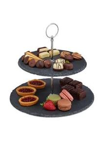 Relaxdays Etagere , Stein, Metall , 23 cm , Geschirr, Tischkultur & Serviergeschirr, Etageren