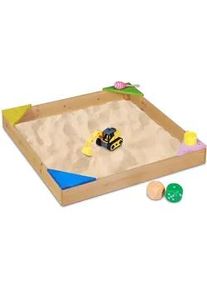 Relaxdays Sandkasten , Hellbraun , Holz , 90x11.5x90 cm , Freizeit & Co, Gartenspielzeug, Sandkästen