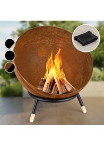 Blumfeldt Fireball Rust, tűzrakóhely, Ø 60 cm, kidönthető rostély, rozsdás megjelenés / fa