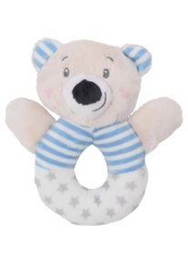 Babyrassel, Baby Eco Plüsch Rasselbär Rund - Blau