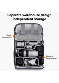 K&F Concept Backpack 20L Urban Wander 01 (Dark Grey) (Fotorucksack, 20 l), Kameratasche, Grau