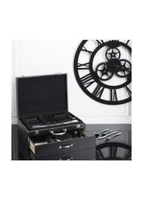 Cook Concept 84-teilige Menagerie Holzkiste mit Schublade, Besteck, Schwarz
