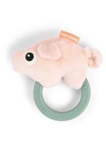 Rassel , Hellgrün, Hellrosa , Textil , 9.5x3.5x11 cm , Spielzeug, Babyspielzeug, Greiflinge & Rasseln