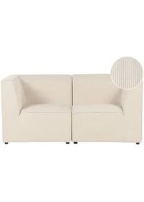 Beliani 2-Sitzer-Sofa Cord hellbeige Lemvig , Textil , 166x78x83 cm , Wohnzimmer, Sofas & Couches, Sofas, 2-Sitzer Sofas