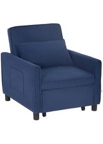 HOMCOM Schlafsessel, 3-in-1 , Kord, Blau , Kunststoff , 84x81x74 cm , Wohnzimmer, Sofas & Couches, Schlafsofas, Schlafsessel