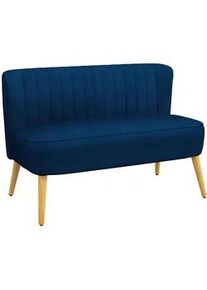 HOMCOM 2-Sitzer Sofa Zweisitzer, Loveseat mit Leinenoptik, Doppelsofa mit Holzbeine , Textil , Teilmassiv , Füllung: Schaumstoff , 56.5x77x117 cm , Wohnzimmer, Sofas & Couches, Sofas