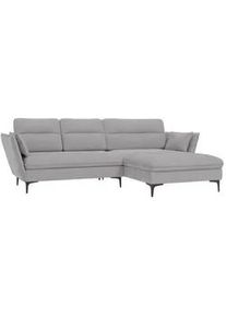 S-Style Möbel Ecksofa Mira Hellgrau Samt-Stoff , Textil , Echtholz,Birke , Füllung: Silikon,Silikon,Komfortschaum , L-Form, Ottomane rechts, Eckteil,L-Form , 260x168 cm , Hergestellt in Europa, Oeko-Tex® , Wohnzimmer, Sofas & Couches, Wohnlandschaften, Ecksofas