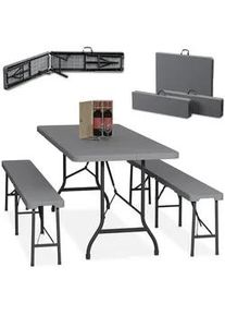 Relaxdays 3-tlg.BIERZELTGARNITUR , Kunststoff, Metall , Gartenmöbel, Gartengarnituren, Gartenmöbel-Sets