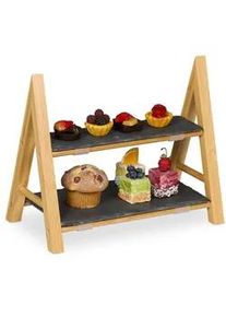 Relaxdays Etagere , Stein, Holz , 27 cm , Geschirr, Tischkultur & Serviergeschirr, Etageren