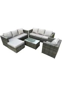Fimous Gartenmöbelset Polyrattan 8-Sitzer , Dunkelgrau , Metall , Gartenmöbel, Gartengarnituren, Gartenmöbel-Sets
