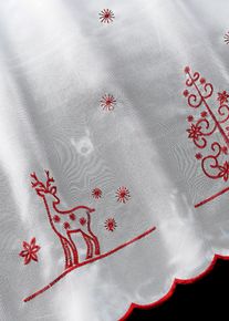 bonprix Zazdrostka z haftem z motywem choinek, biały, Wys./szer. 30/120 cm