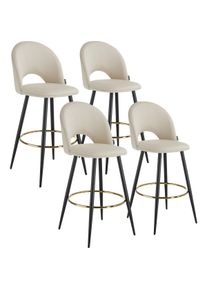 TecTake Taburetes altos SACHEL aterciopelado y con respaldo crema/negro - 405876