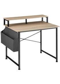 TecTake Scrivania con ripiano e sacca in tessuto - Industriale legno chiaro, rovere Sonoma, 120 cm - 404665