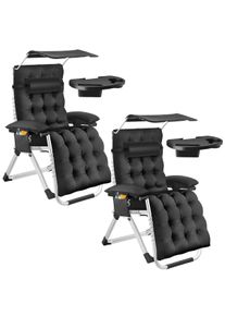 TecTake Tumbona CLOUD II con techo solar, plegable negro - 406255