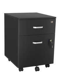 TecTake GmbH tectake Cassettiera con ruote Vagur, 2 cassetti con serratura - nero - 405458