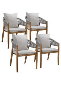 TecTake Sillas de jardín MANACOR con diseño de cuerda beis grisáceo - 406182