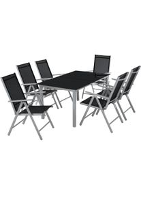 TecTake Conjunto de sillas de aluminio 6+1 plateado - 402167