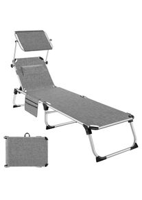 TecTake Tumbona Aurelie de aluminio, ajustable en 6 posiciones gris jaspeado - 405101