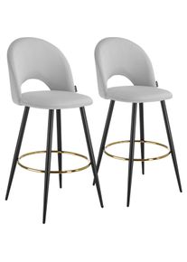 TecTake Taburetes altos SACHEL aterciopelado y con respaldo gris claro/negro - 405858